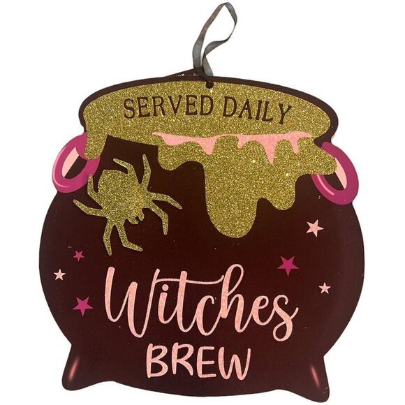 -HALLOWEEN WALL DECOR Served Daily Witches Brew Caldron - Picture 1 of 4